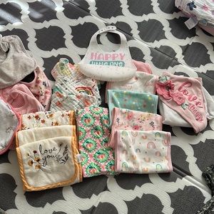 Baby burp cloth and bib bundle